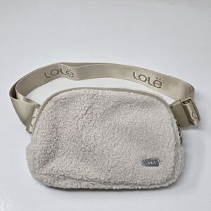 Lolë Fuzzy Sherpa Belt Bag Adjustable Crossbody Fanny Pack Convertible Cream